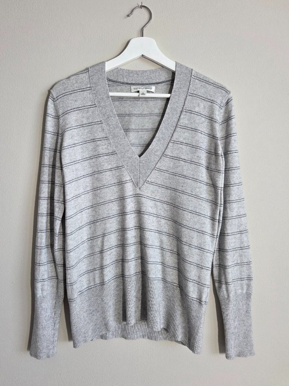 Y2K Banana Republic Silk Cotton Cashmere Striped V Neck Sweater